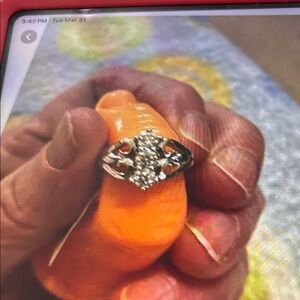 Silver-Tone White Crystal 3 round stones Cluster Ring in - Women